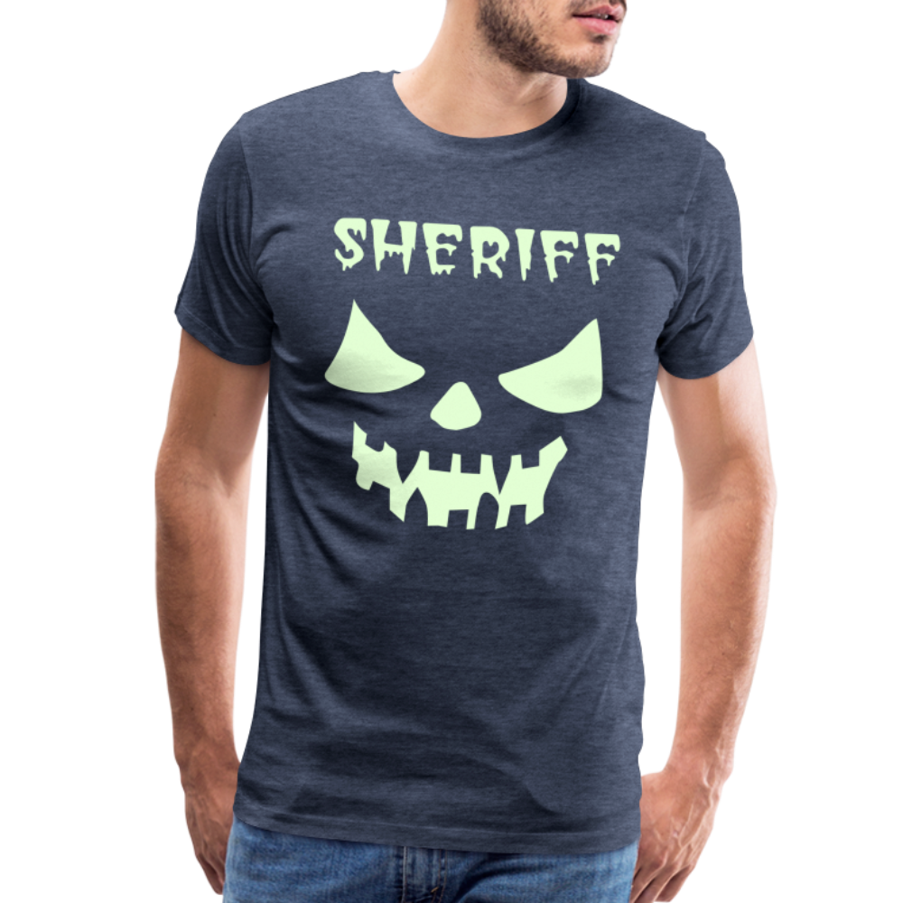 Men's Premium T-Shirt - Sheriff Halloween (Glow in the Dark) - heather blue