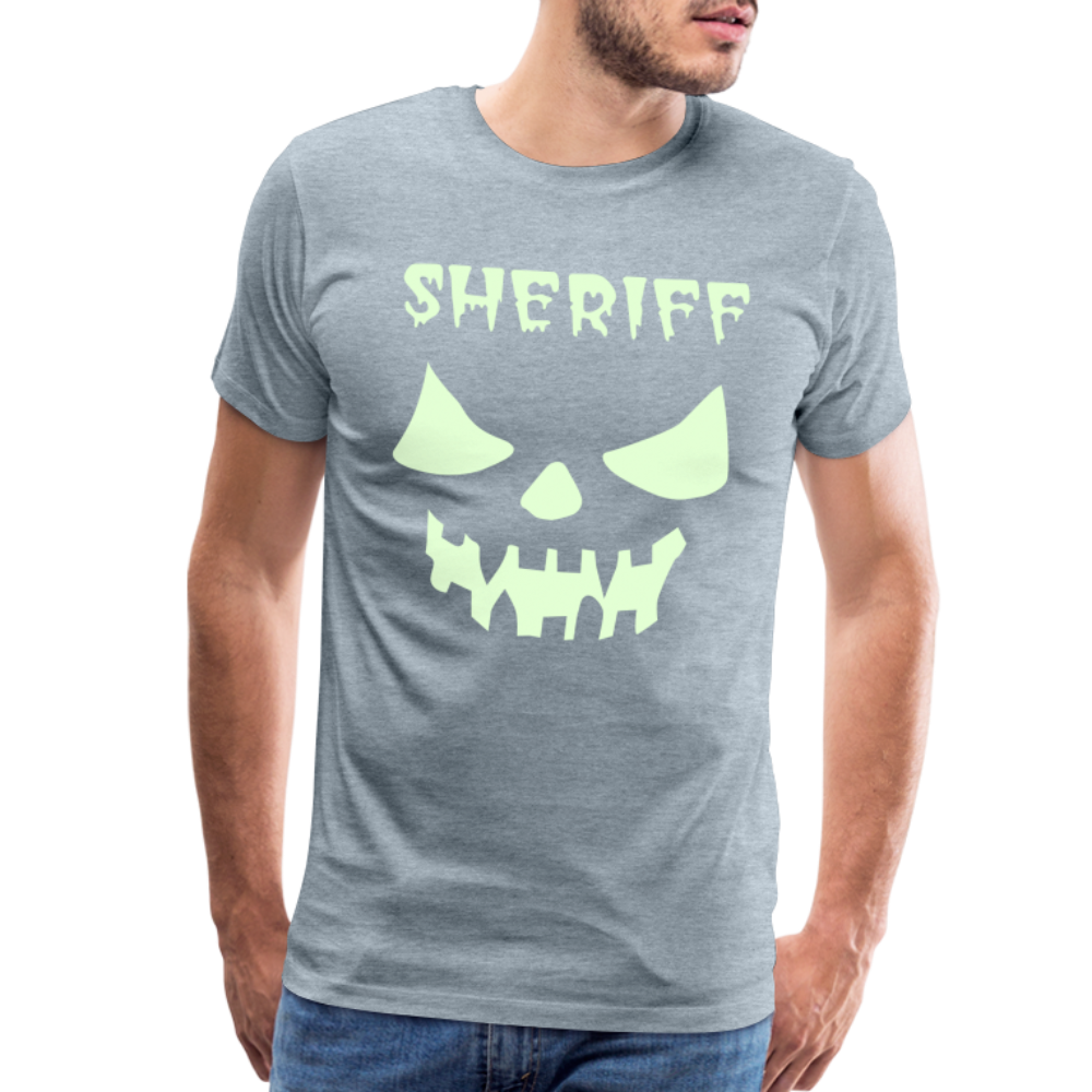 Men's Premium T-Shirt - Sheriff Halloween (Glow in the Dark) - heather ice blue