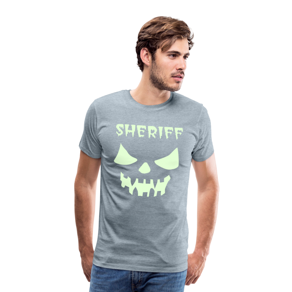 Men's Premium T-Shirt - Sheriff Halloween (Glow in the Dark) - heather ice blue
