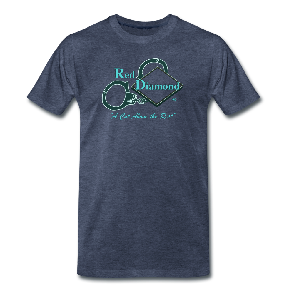 Men's Premium T-Shirt - Red Diamond "Tron" Logo - heather blue