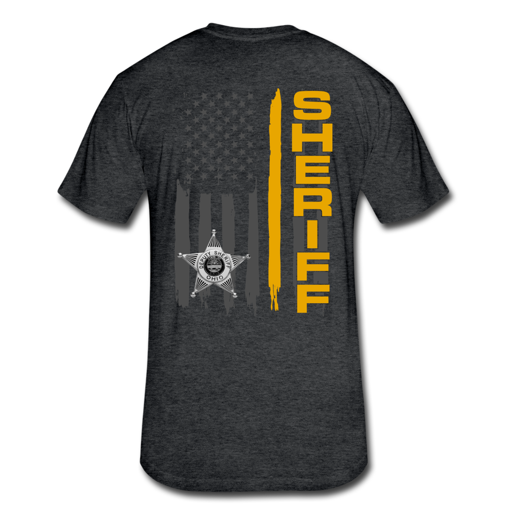 Fitted Cotton/Poly T-Shirt by Next Level - Ohio Sheriff Vertical - heather black
