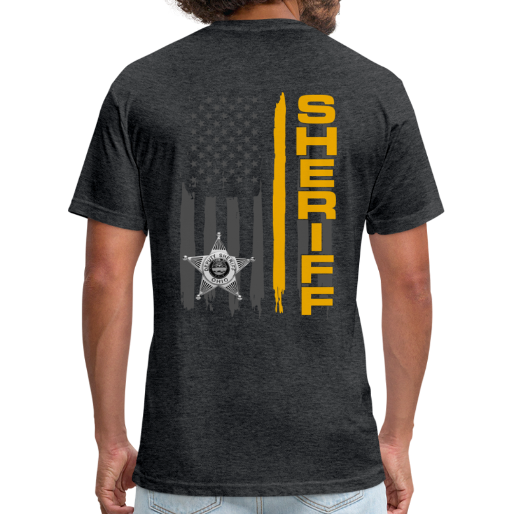Fitted Cotton/Poly T-Shirt by Next Level - Ohio Sheriff Vertical - heather black