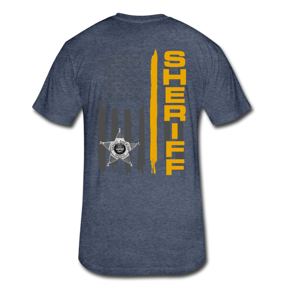 Fitted Cotton/Poly T-Shirt by Next Level - Ohio Sheriff Vertical - heather navy