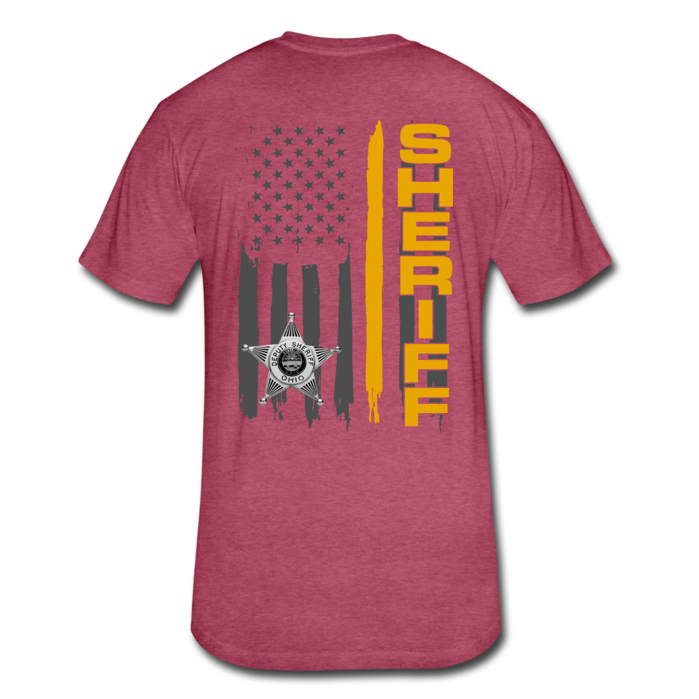Fitted Cotton/Poly T-Shirt by Next Level - Ohio Sheriff Vertical - heather burgundy
