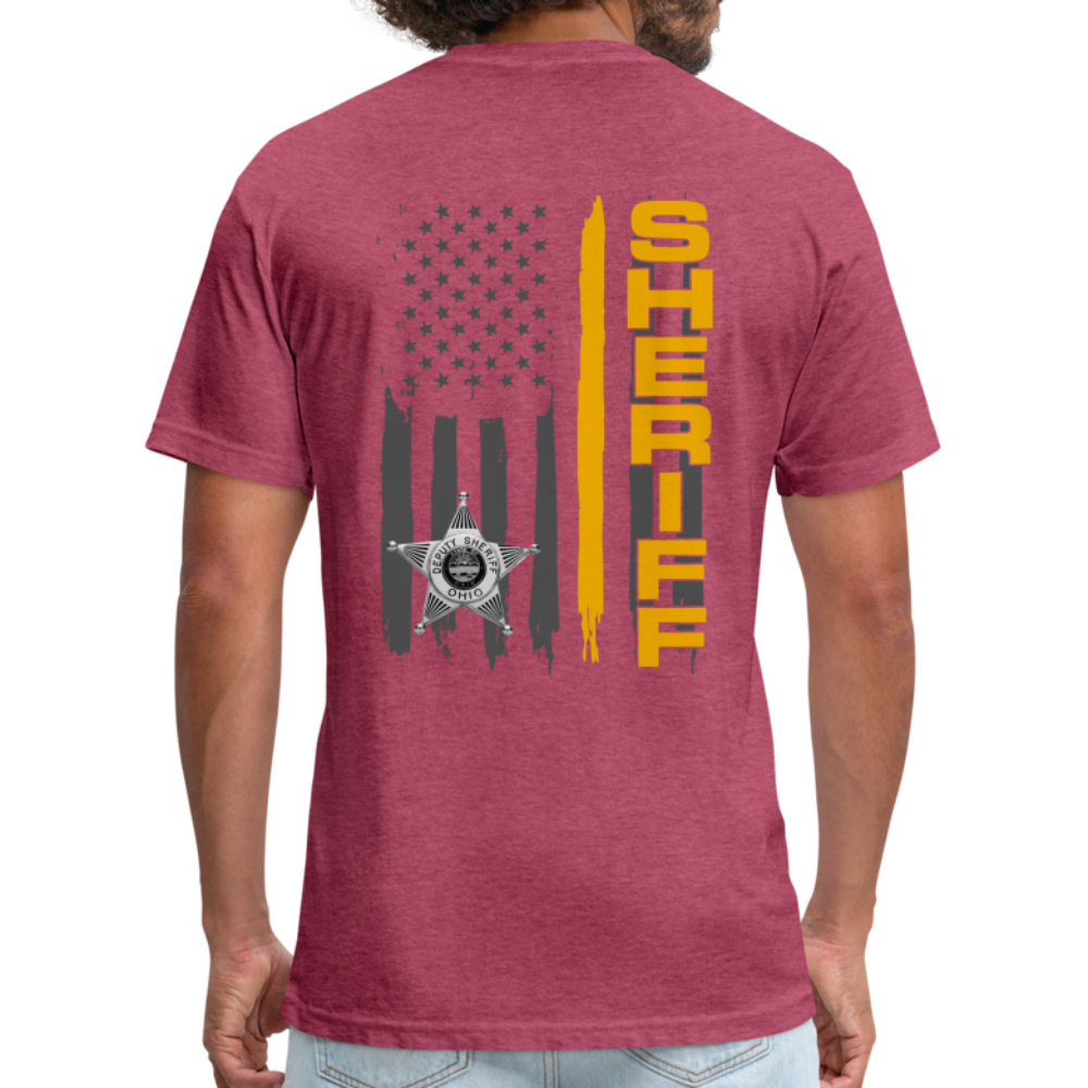 Fitted Cotton/Poly T-Shirt by Next Level - Ohio Sheriff Vertical - heather burgundy