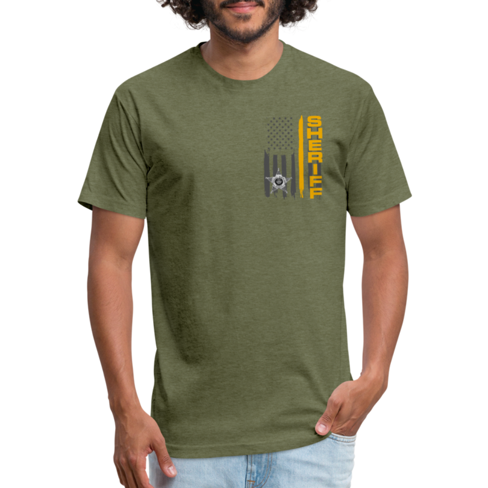 Fitted Cotton/Poly T-Shirt by Next Level - Ohio Sheriff Vertical - heather military green