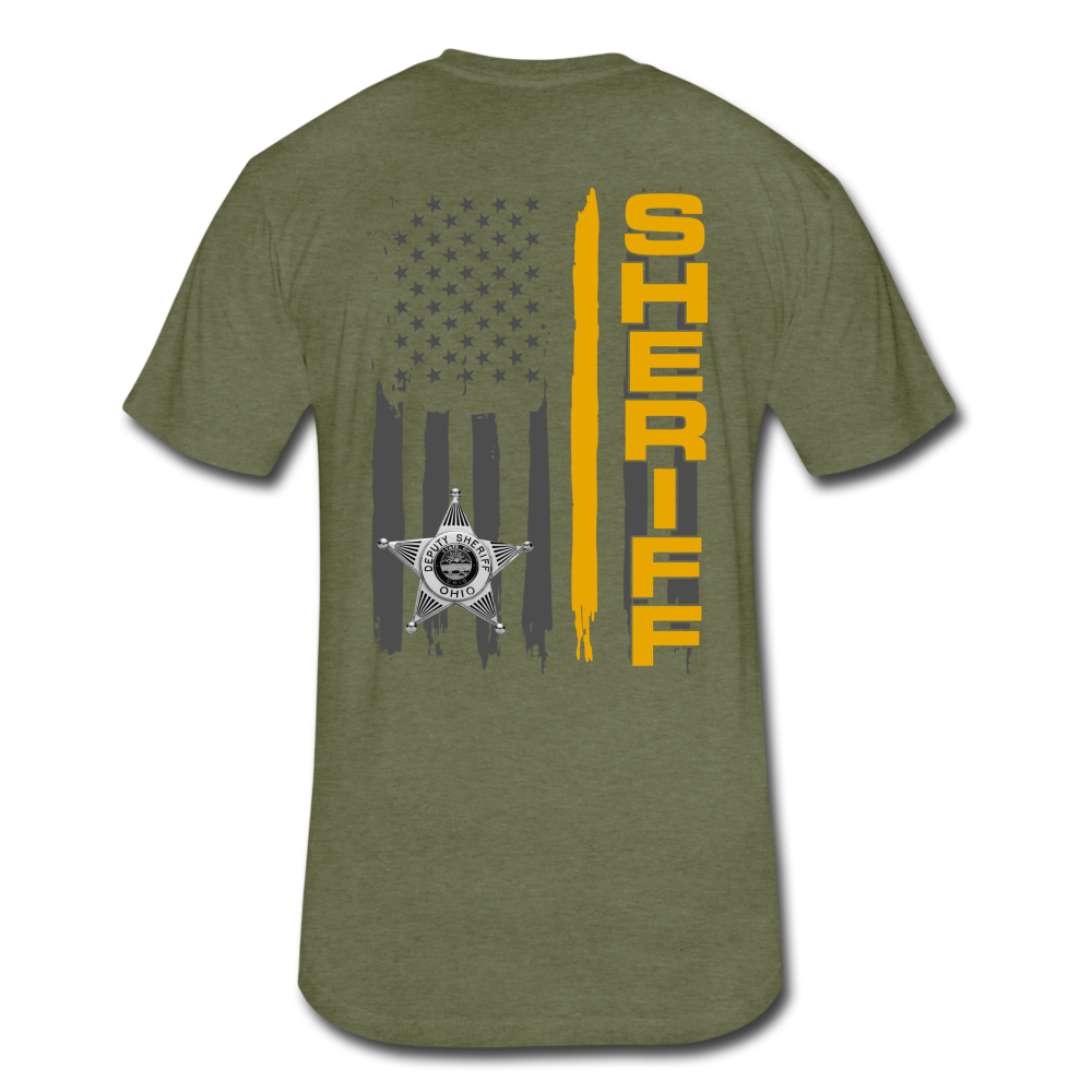 Fitted Cotton/Poly T-Shirt by Next Level - Ohio Sheriff Vertical - heather military green