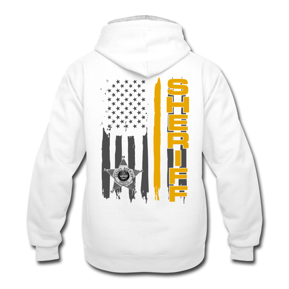 Contrast Hoodie - Ohio Sheriff Vertical - Front and Back - white/gray