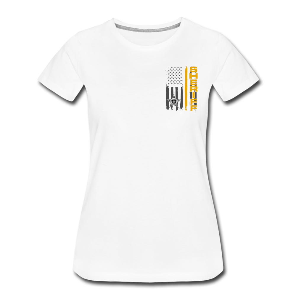 Women’s Premium T-Shirt - Ohio Sheriff Vertical Flag - Fr and Bk - white