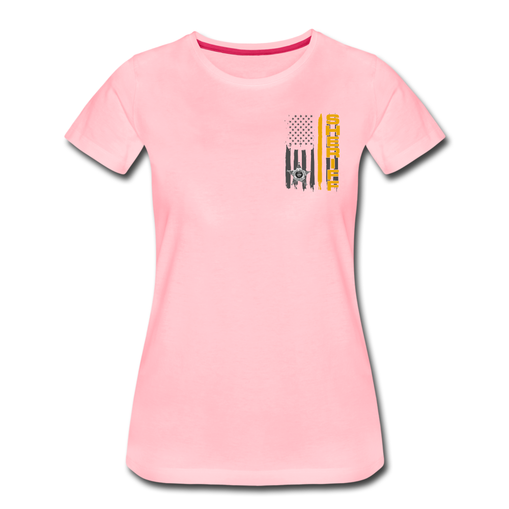 Women’s Premium T-Shirt - Ohio Sheriff Vertical Flag - Fr and Bk - pink