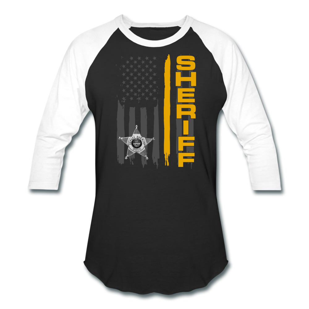 Baseball T-Shirt - Ohio Sheriff Vertical Flag - black/white