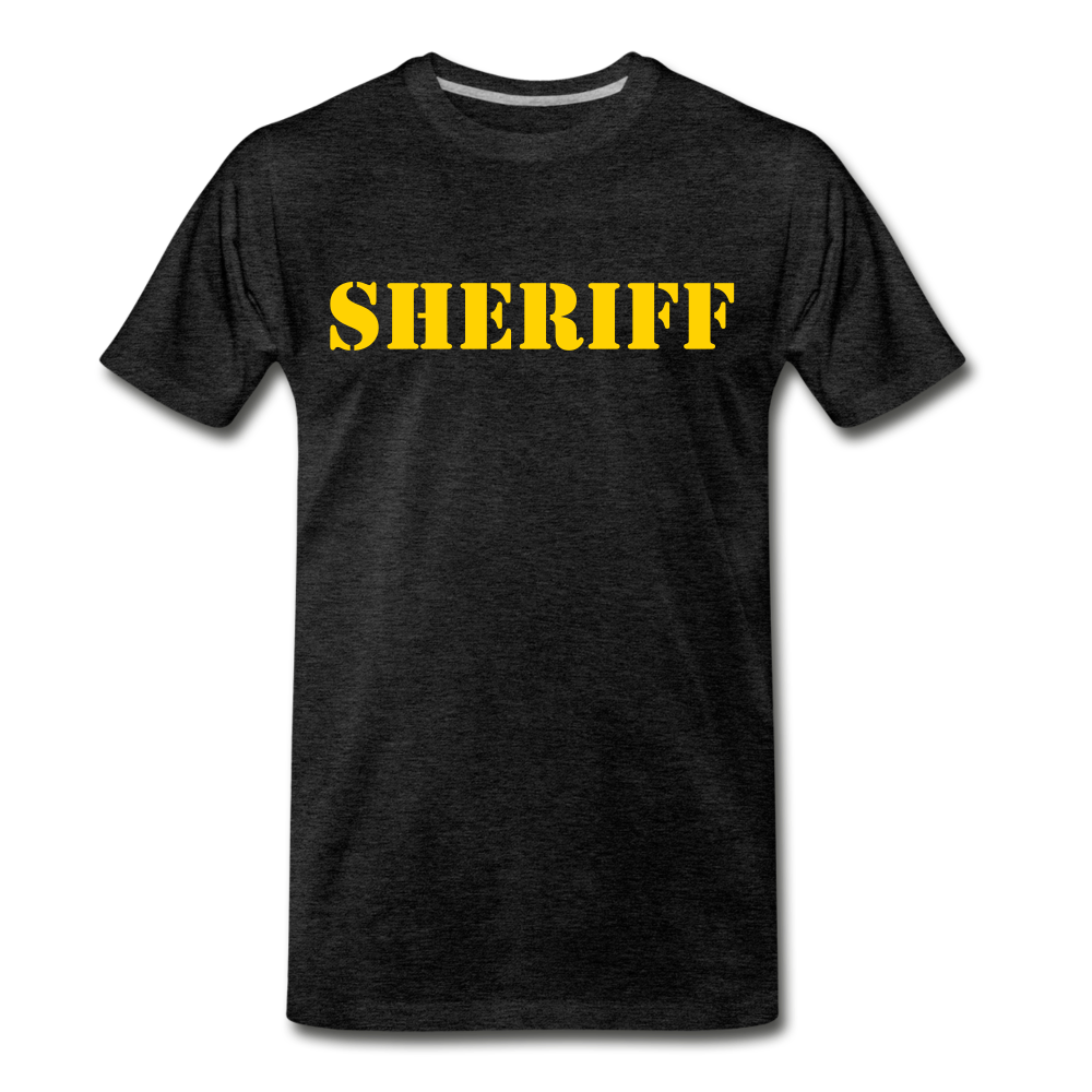Men's Premium T-Shirt - Sheriff Front and Back - charcoal grey