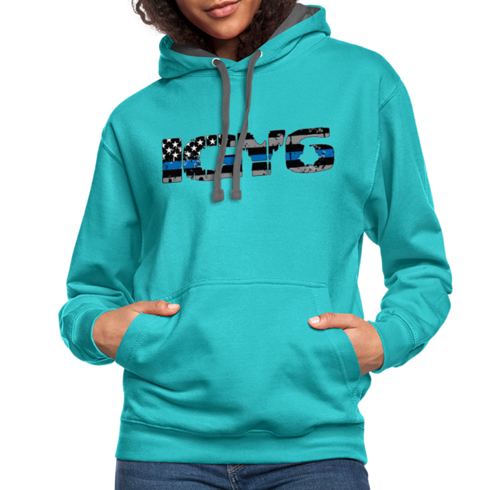 Contrast Hoodie - IGY6 - scuba blue/asphalt