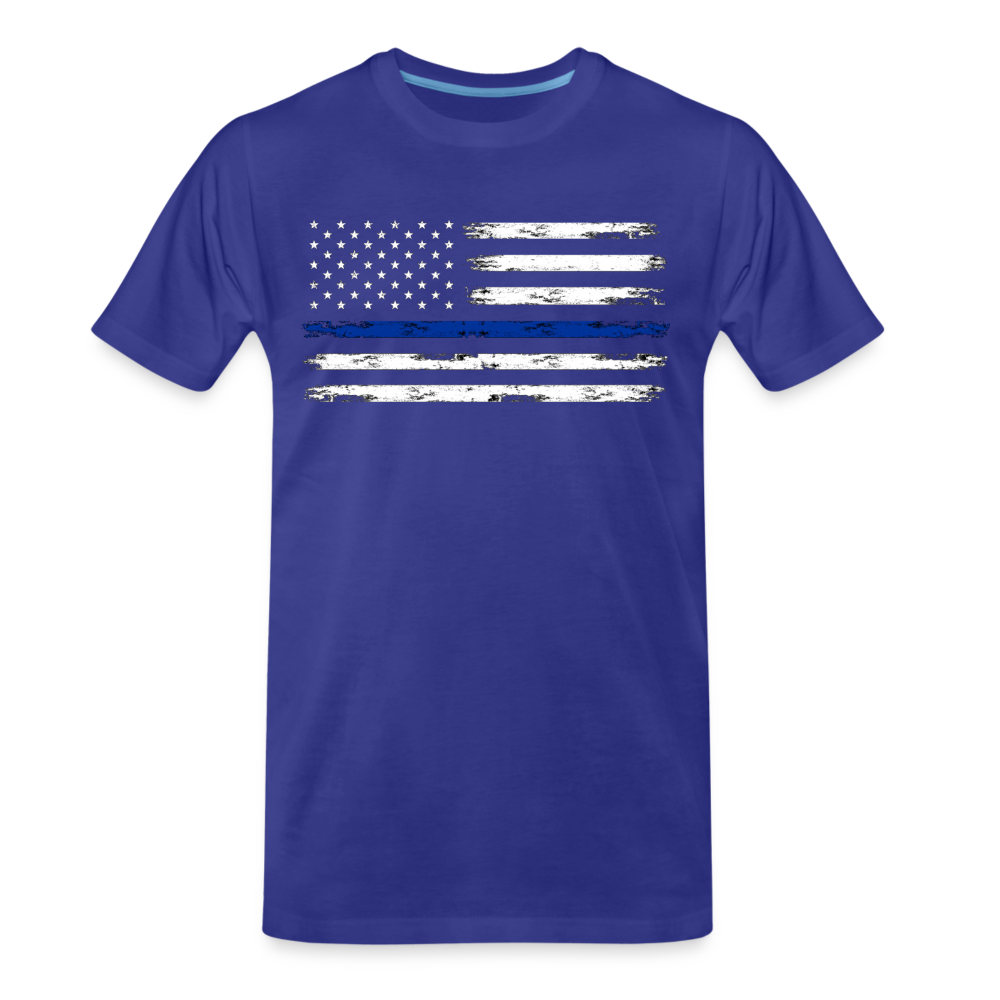 Men's Premium T-Shirt - Distressed Blue Line Flag - royal blue