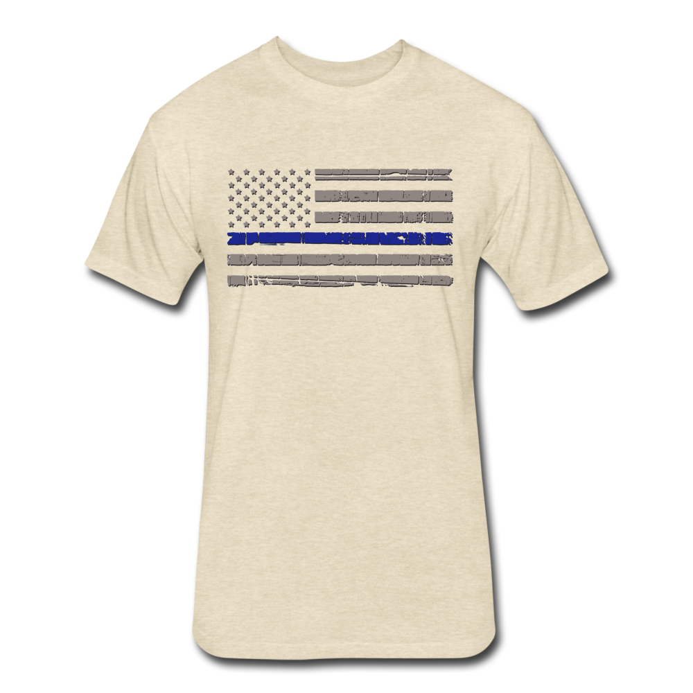 Unisex Poly/Cotton T-Shirt by Next Level - Distressed Blue Line Flag - heather cream