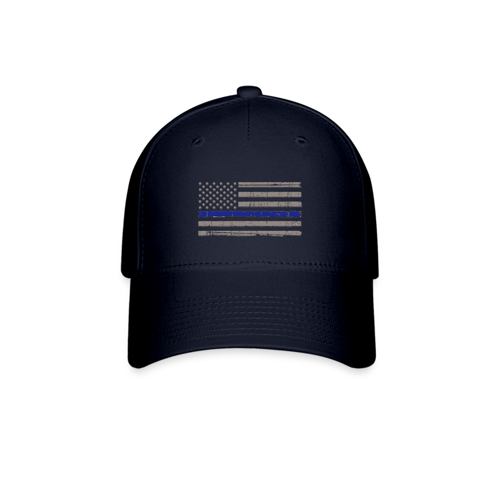 Flexfit Baseball Cap - Distressed Blue Line Flag - navy
