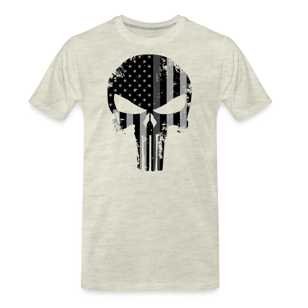 Men's Premium T-Shirt - Punisher Thin Silver Line - heather oatmeal