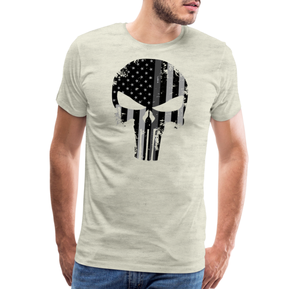 Men's Premium T-Shirt - Punisher Thin Silver Line - heather oatmeal