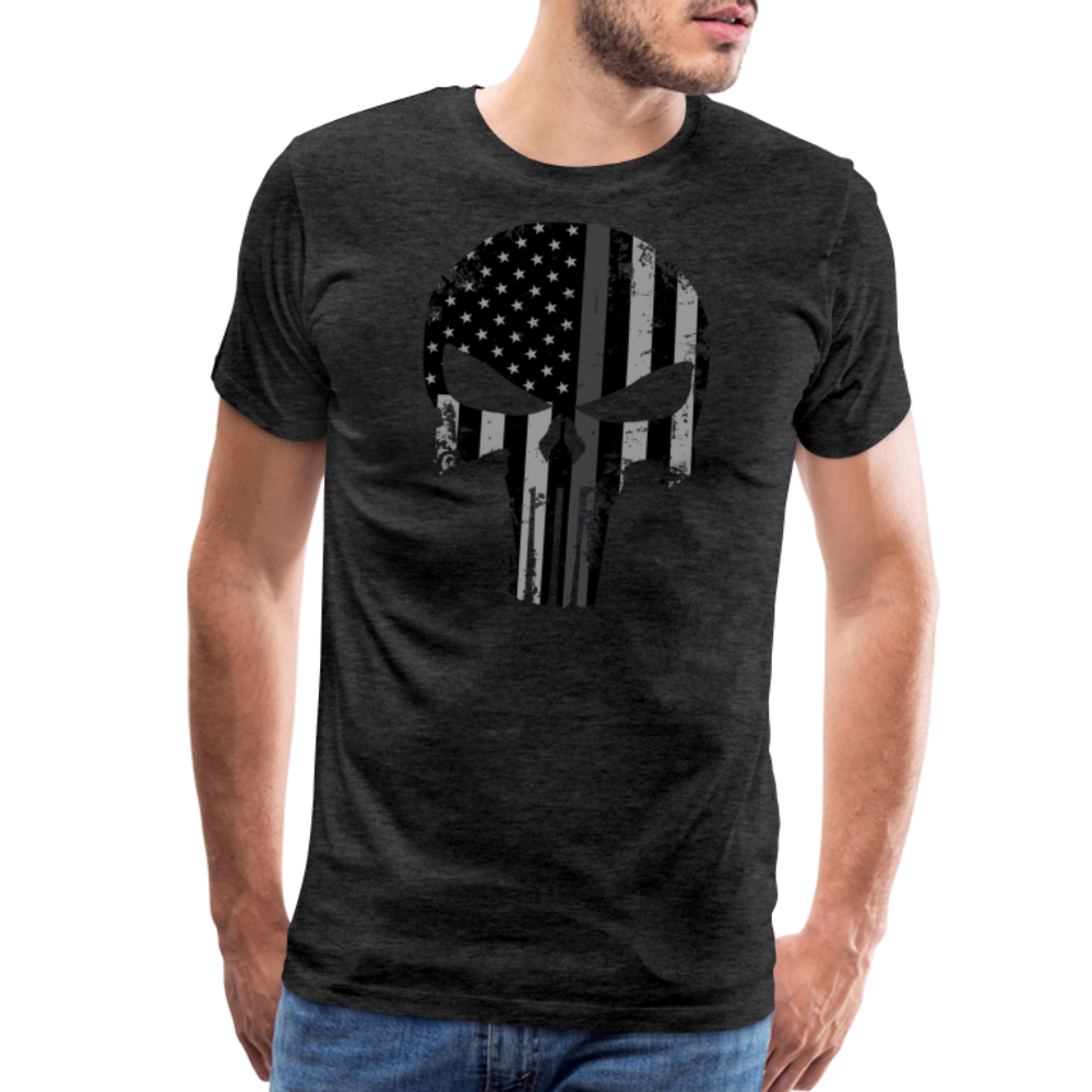 Men's Premium T-Shirt - Punisher Thin Silver Line - charcoal grey