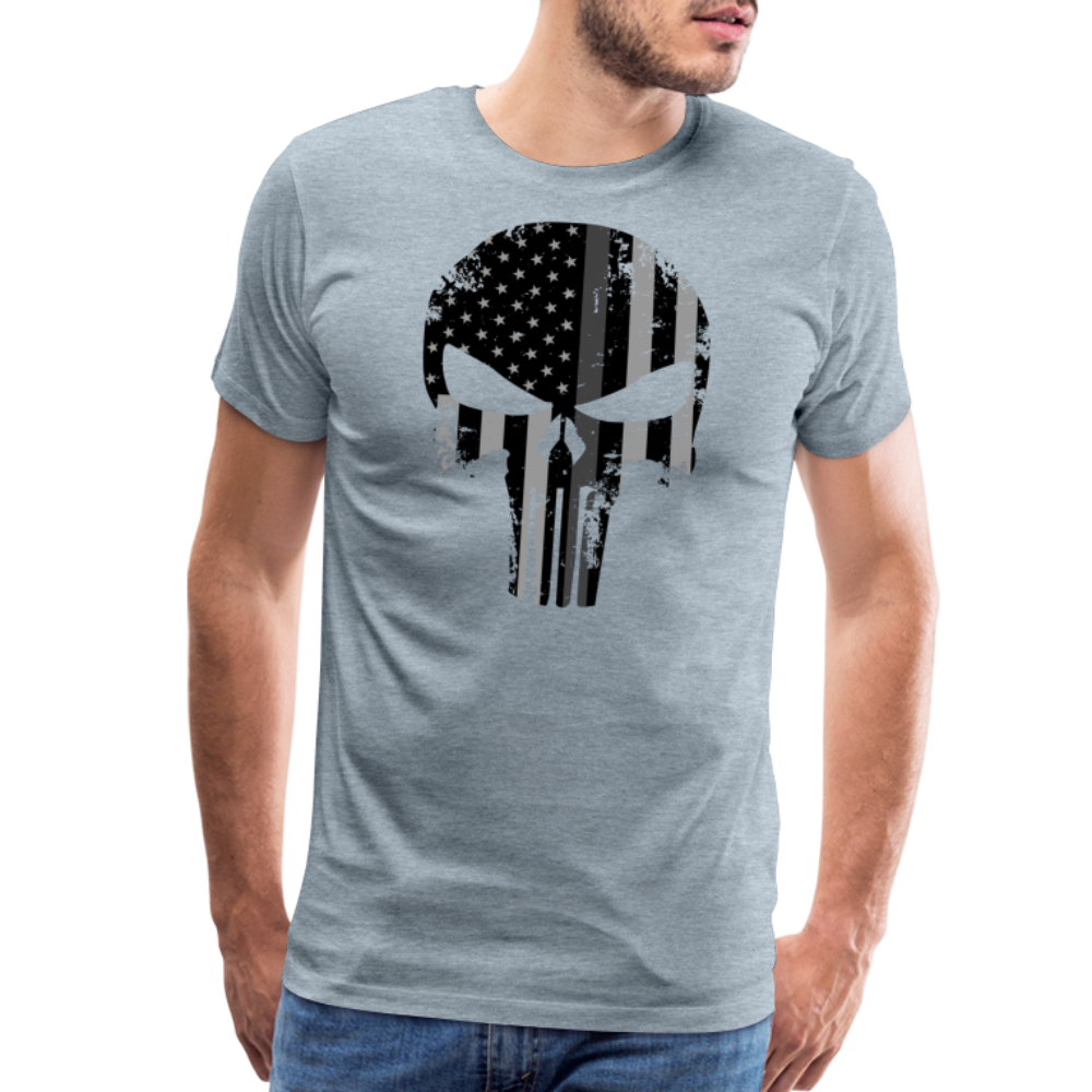 Men's Premium T-Shirt - Punisher Thin Silver Line - heather ice blue