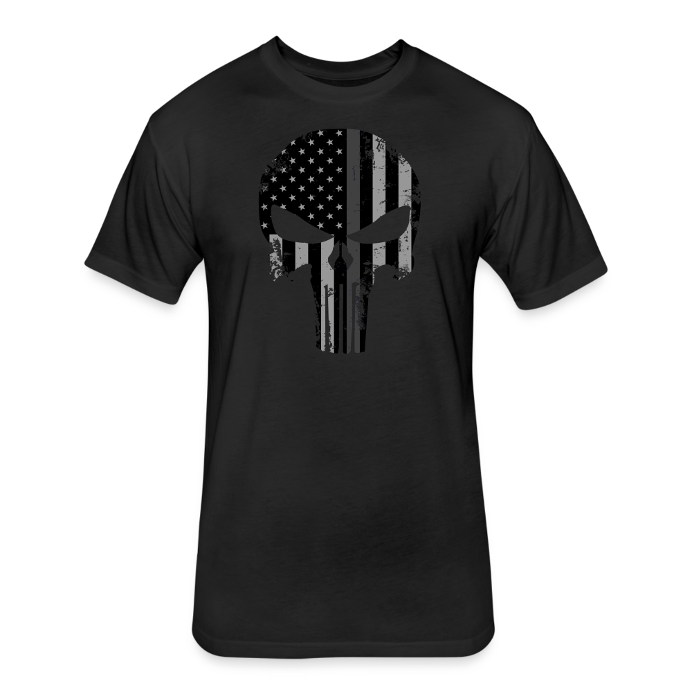 Unisex Poly/Cotton T-Shirt by Next Level - Punisher Thin Silver Line - black