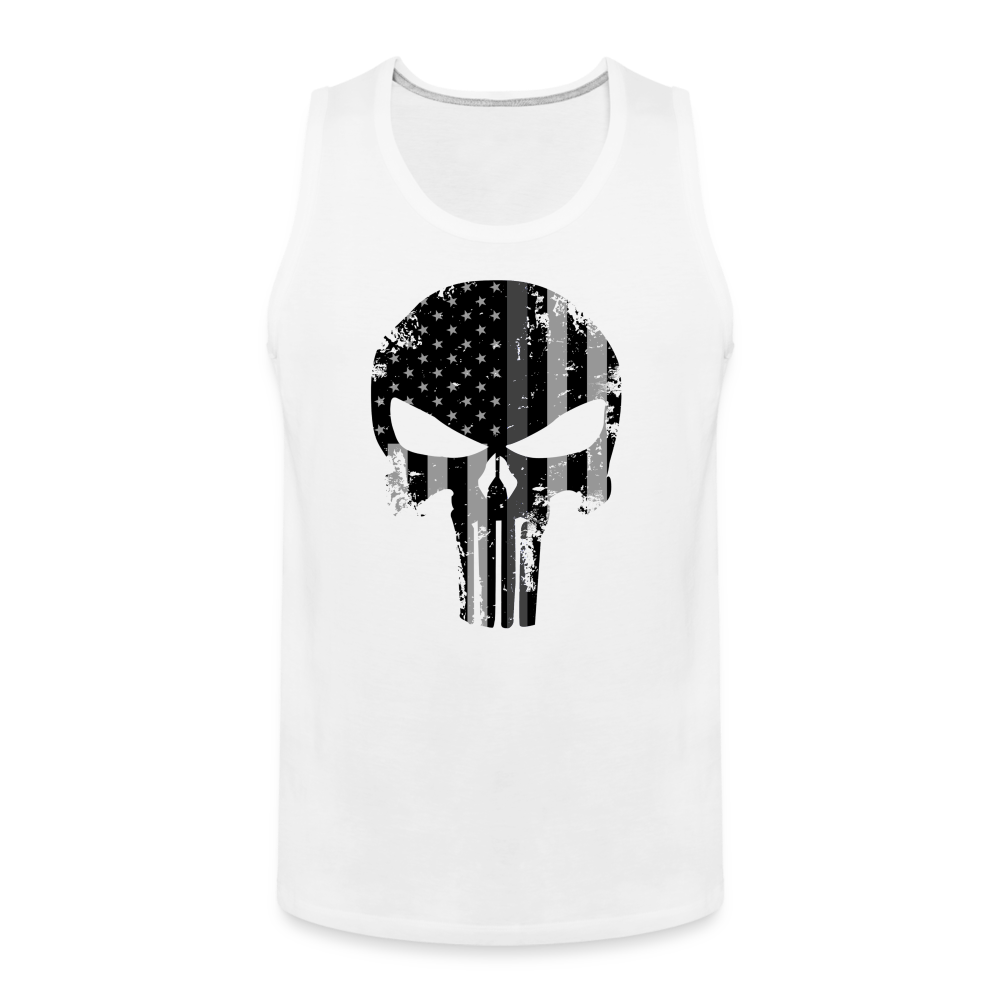 Men’s Premium Tank - Punisher Thin Silver Line - white