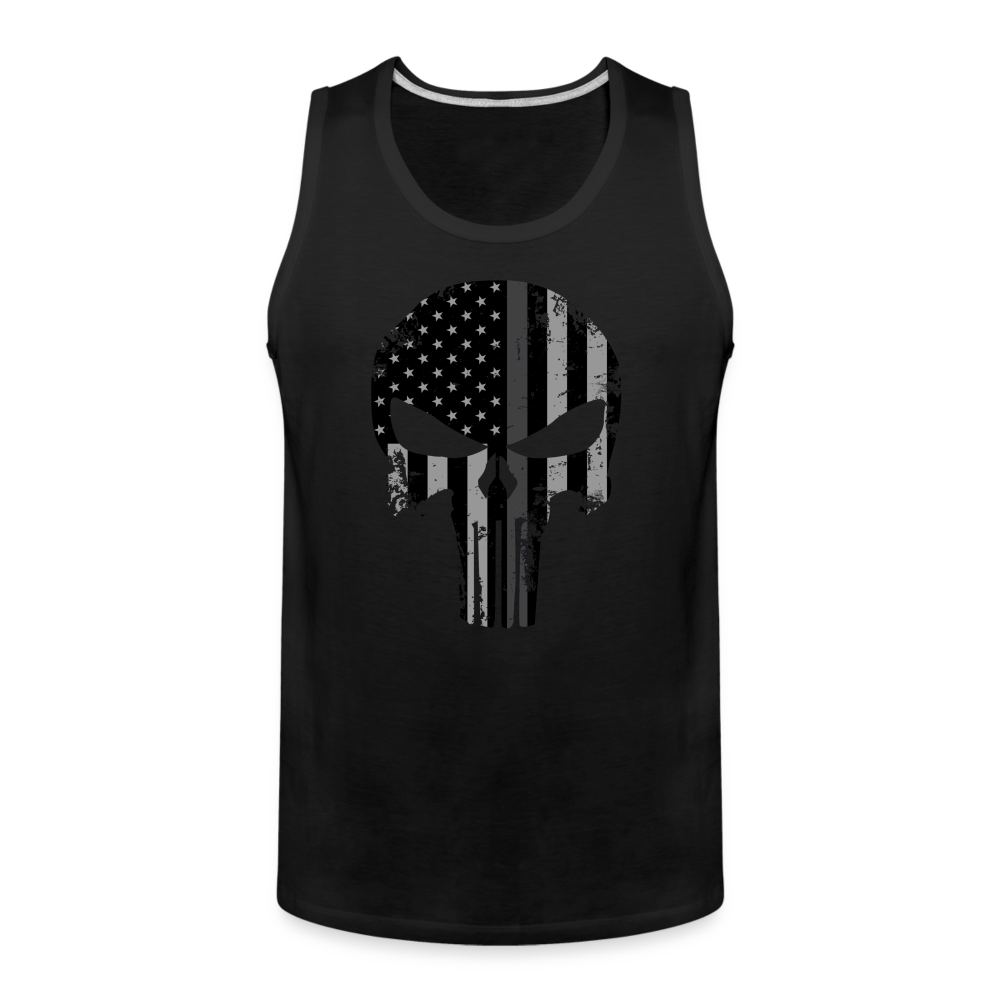 Men’s Premium Tank - Punisher Thin Silver Line - black