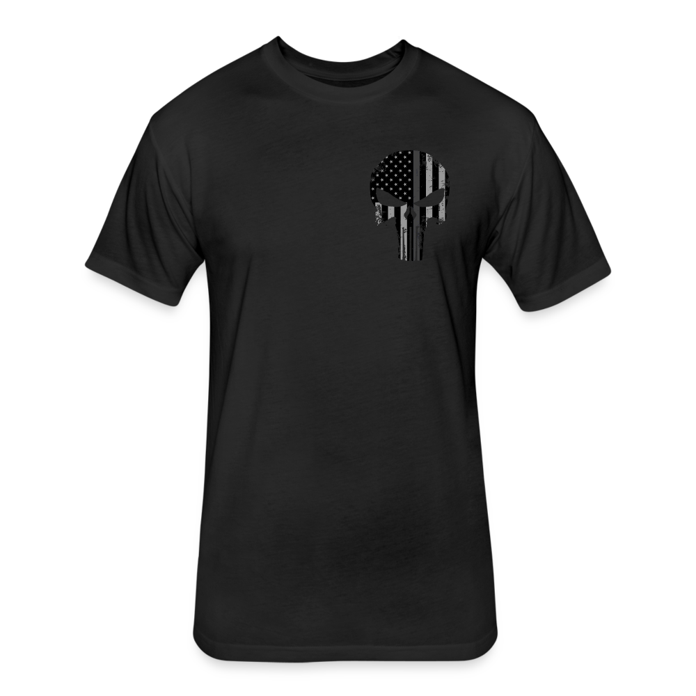 Unisex Poly/Cotton T-Shirt by Next Level - Punisher Thin Silver Line - black