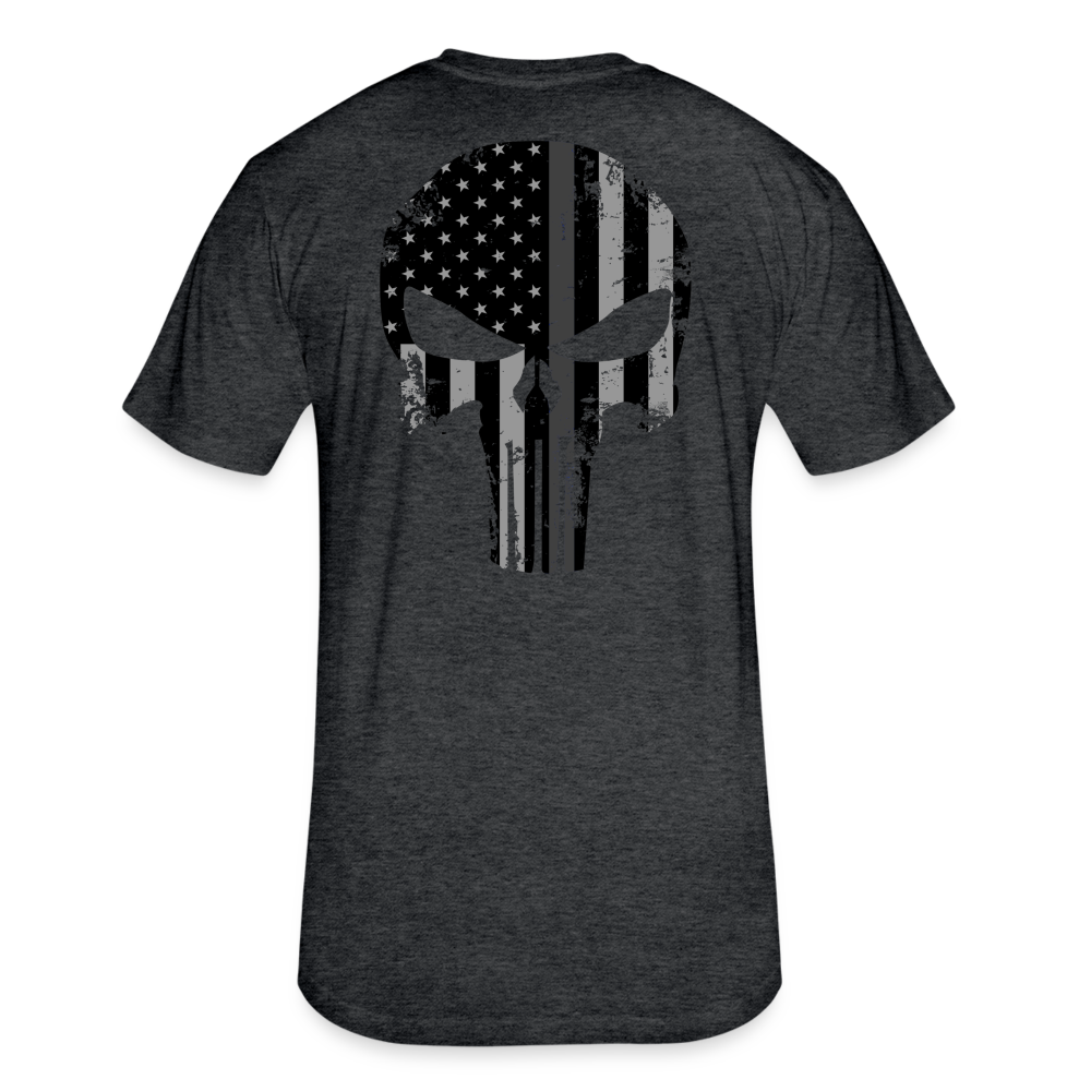 Unisex Poly/Cotton T-Shirt by Next Level - Punisher Thin Silver Line - heather black