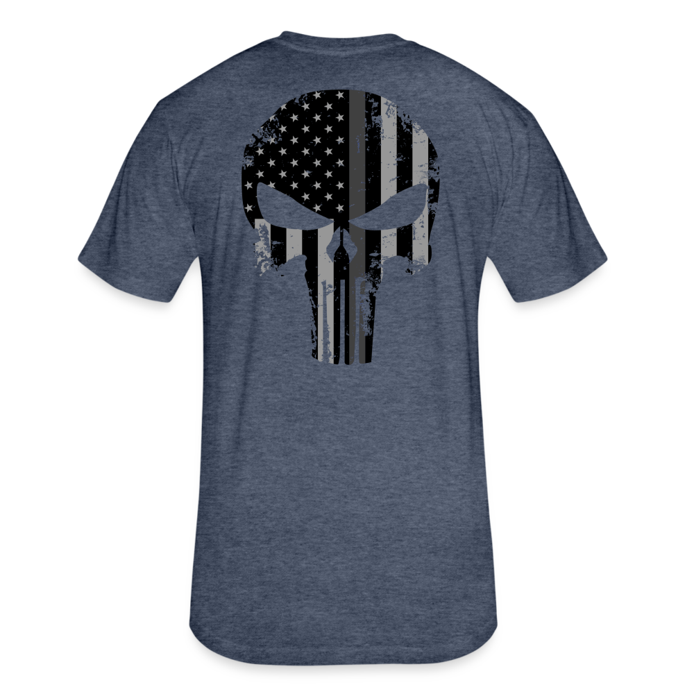 Unisex Poly/Cotton T-Shirt by Next Level - Punisher Thin Silver Line - heather navy