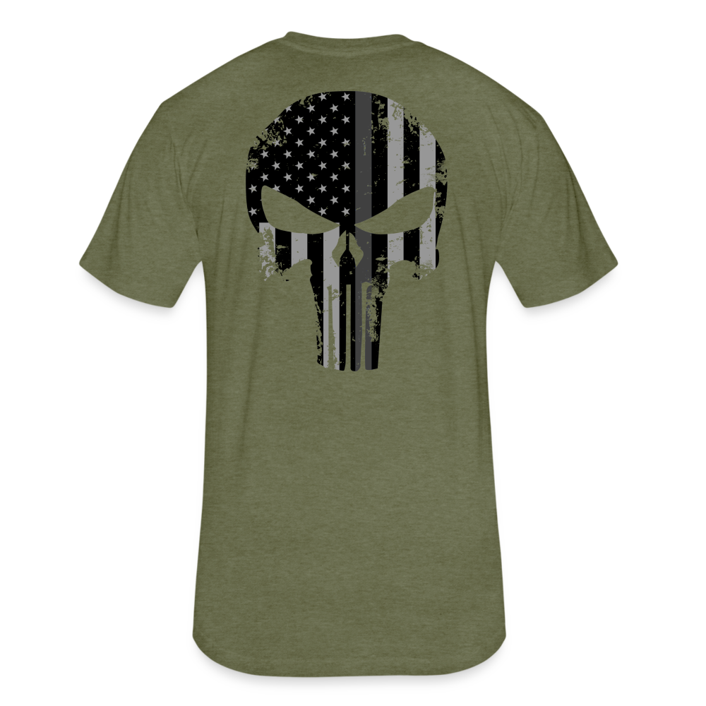 Unisex Poly/Cotton T-Shirt by Next Level - Punisher Thin Silver Line - heather military green