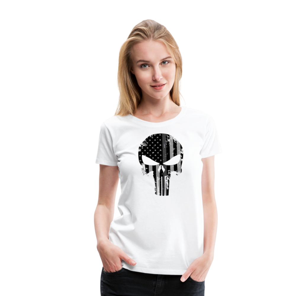 Women’s Premium T-Shirt - Punisher Thin Silver Line - white