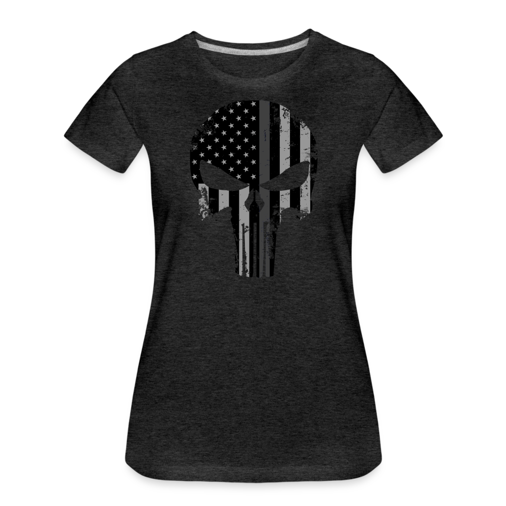 Women’s Premium T-Shirt - Punisher Thin Silver Line - charcoal grey