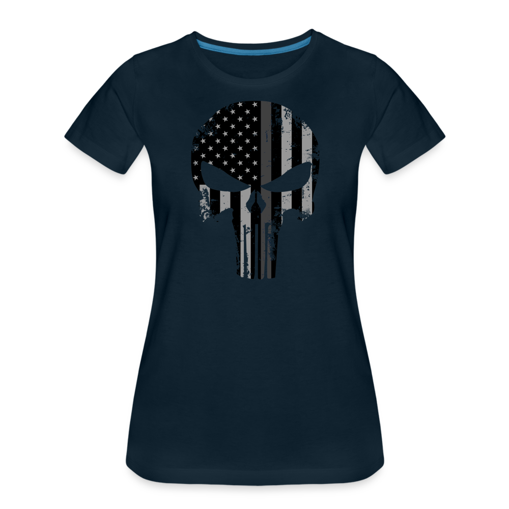 Women’s Premium T-Shirt - Punisher Thin Silver Line - deep navy