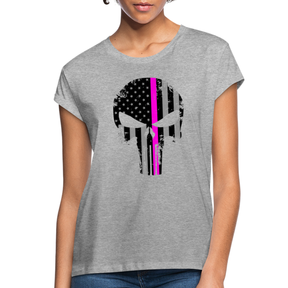 Women's Relaxed Fit T-Shirt - Pink Punisher - heather gray