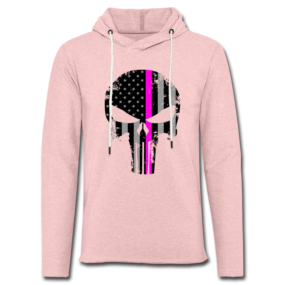 Unisex Lightweight Terry Hoodie - Pink Punisher - cream heather pink