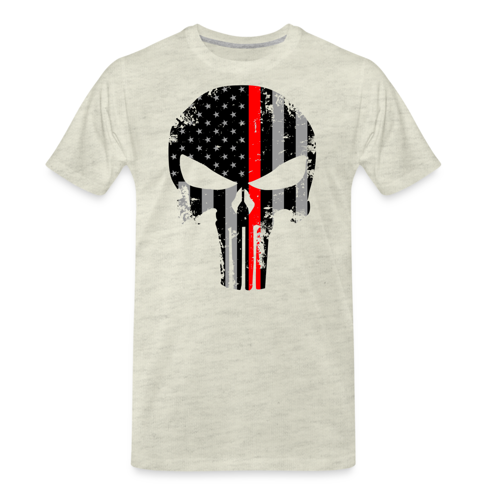 Men's Premium T-Shirt - Punisher Thin Red Line - heather oatmeal
