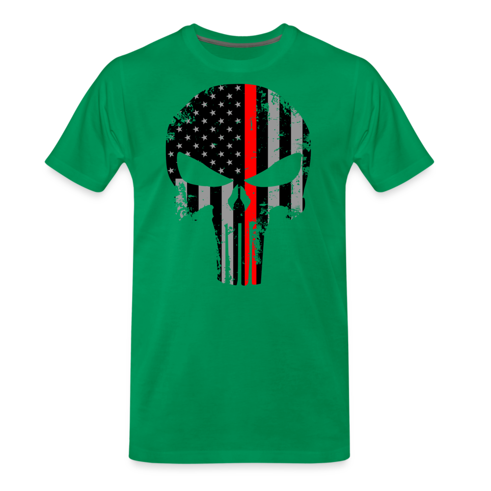 Men's Premium T-Shirt - Punisher Thin Red Line - kelly green