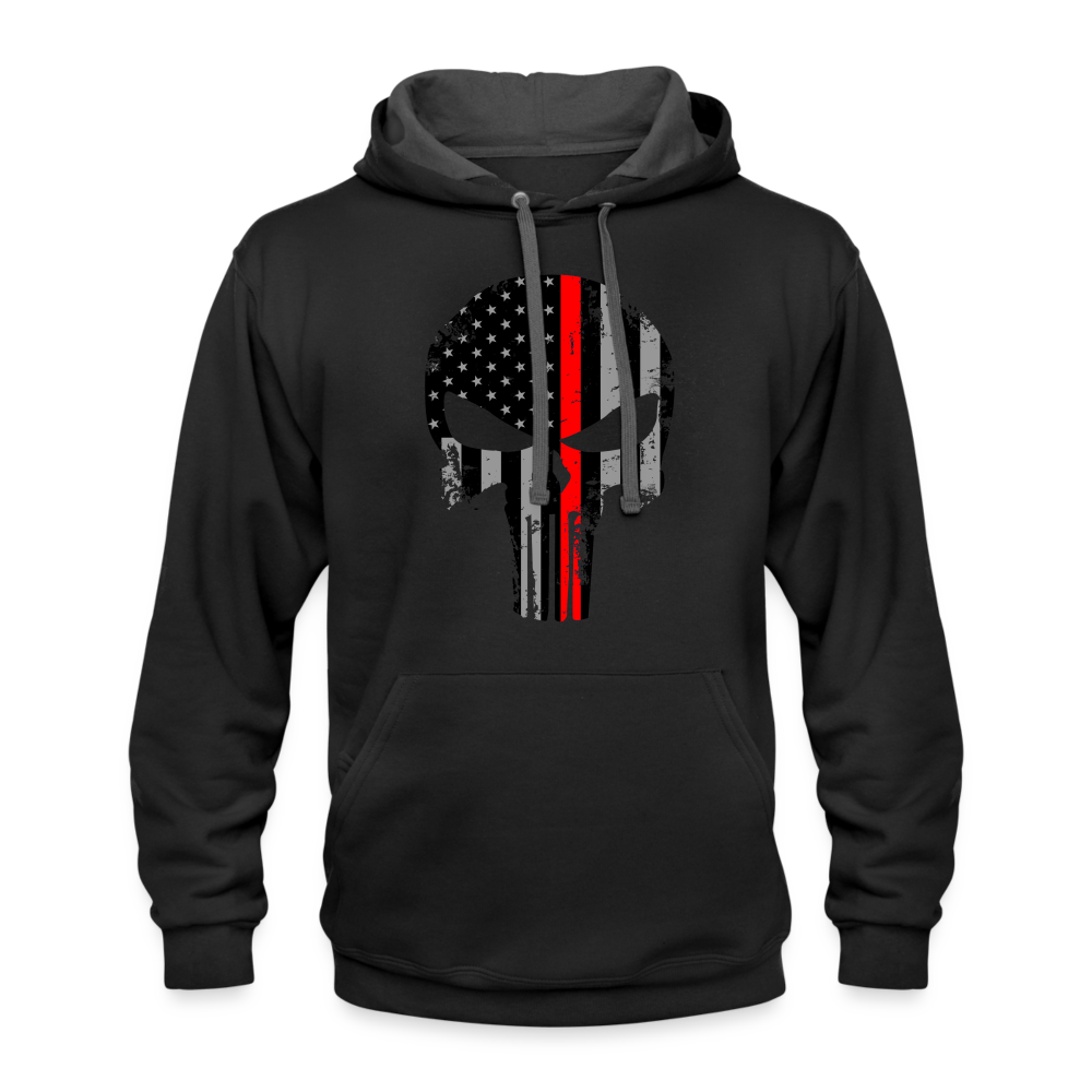 Contrast Hoodie - Punisher Thin Red Line - black/asphalt