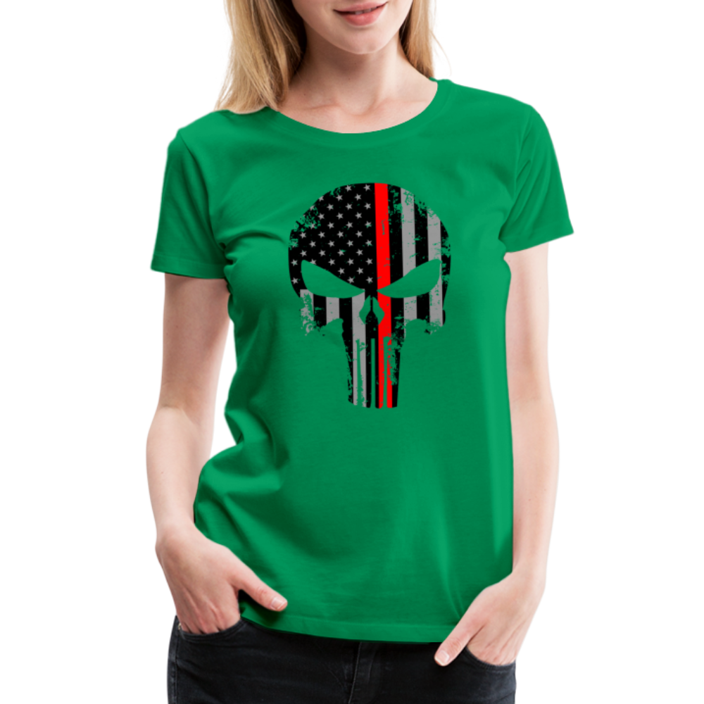 Women’s Premium T-Shirt - Punisher Thin Red Line - kelly green
