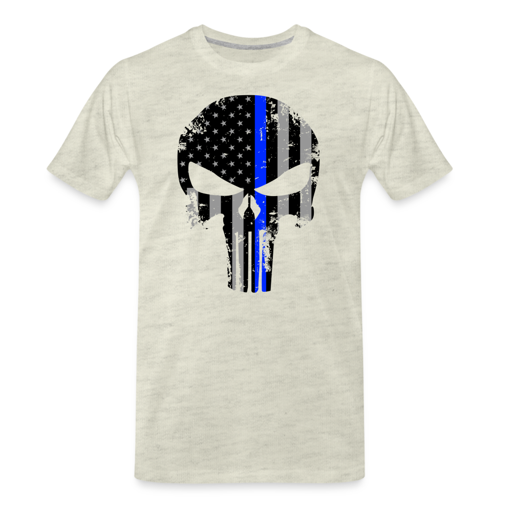Men's Premium T-Shirt - Punisher Thin Blue Line - heather oatmeal
