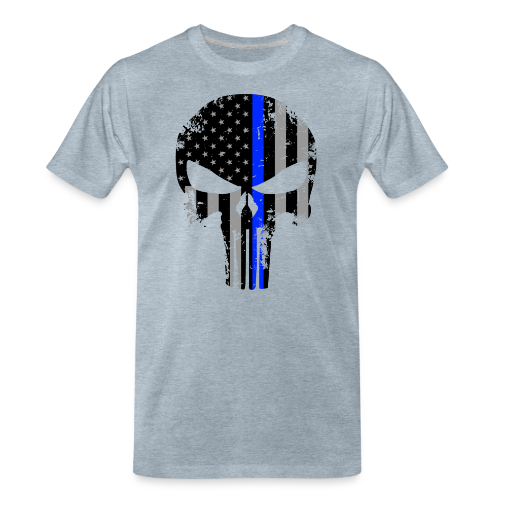Men's Premium T-Shirt - Punisher Thin Blue Line - heather ice blue