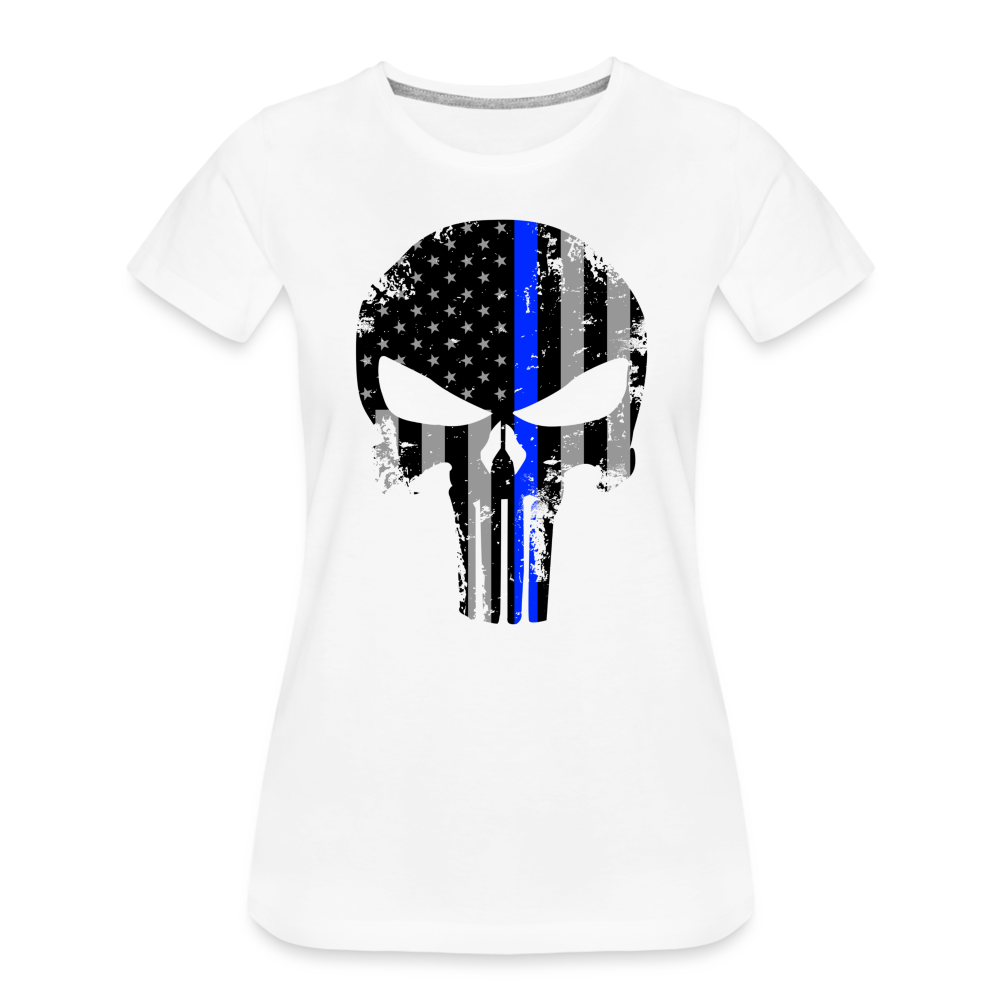 Women’s Premium T-Shirt - Punisher Thin Blue Line - white