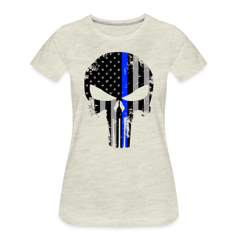 Women’s Premium T-Shirt - Punisher Thin Blue Line - heather oatmeal