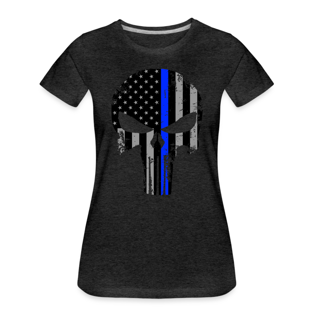 Women’s Premium T-Shirt - Punisher Thin Blue Line - charcoal grey