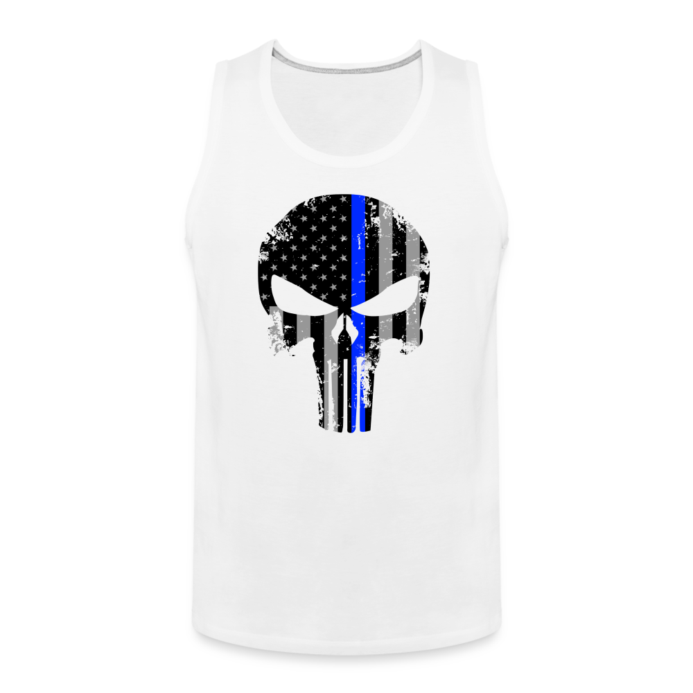 Men’s Premium Tank - Punisher Thin Blue Line - white
