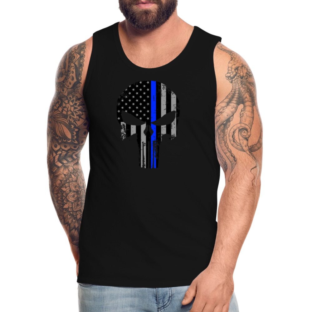 Men’s Premium Tank - Punisher Thin Blue Line - black