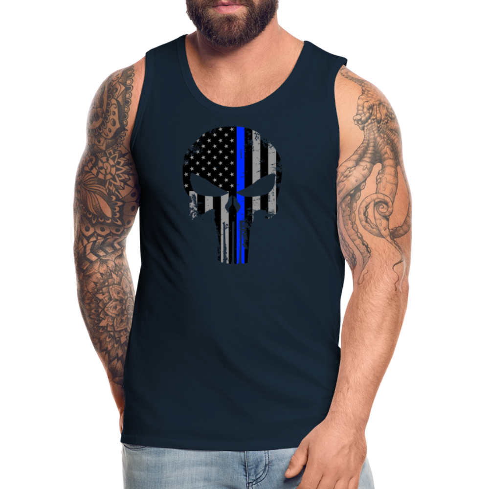Men’s Premium Tank - Punisher Thin Blue Line - deep navy