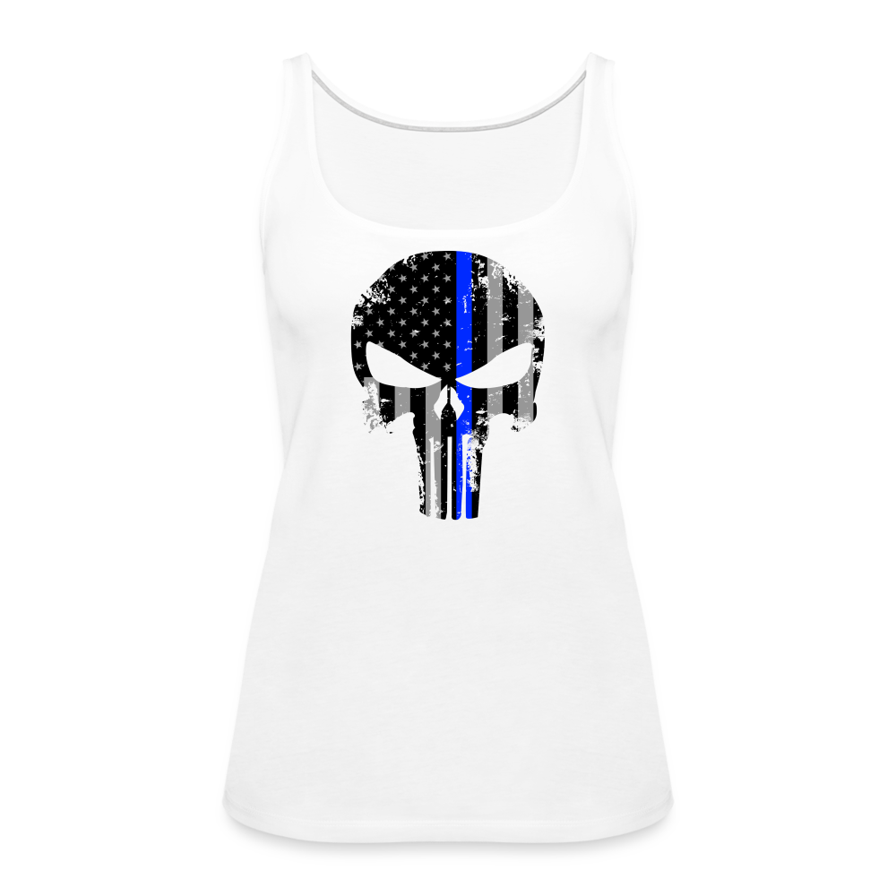 Women’s Premium Tank Top - Punisher Thin Blue Line - white