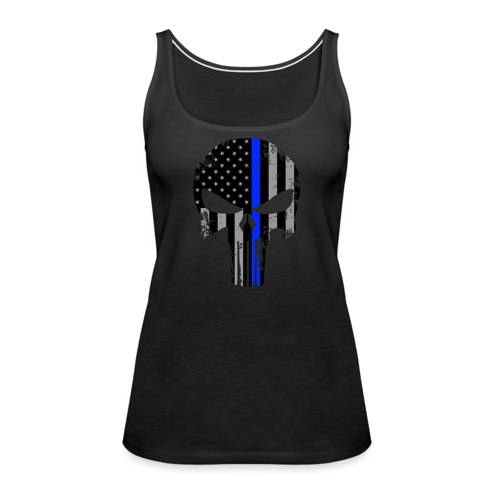 Women’s Premium Tank Top - Punisher Thin Blue Line - black